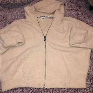 Victoria’s Secret beige Sherpa zip up hoodie